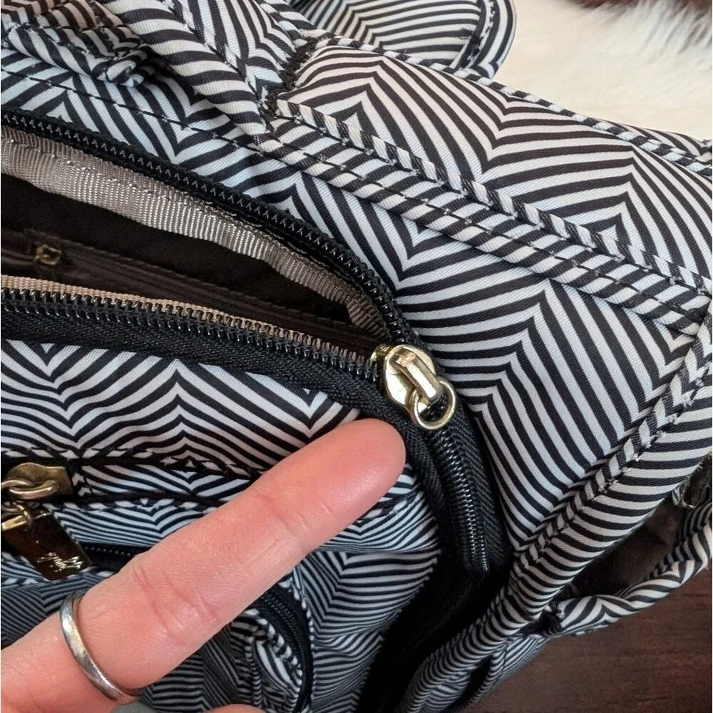Jujube BFF Chromatics Black and White Chevron Diaper Breast Pump Bag Backpack